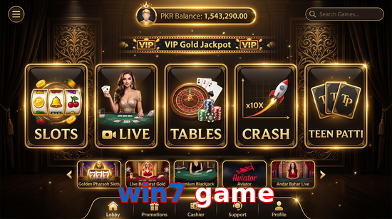 Main screen of Win7 Game casino page for PK players